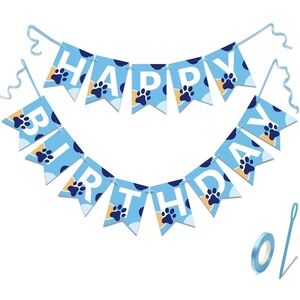 New Dog Paw Print Happy Birthday Banner Party Decoration Garland Bunting
